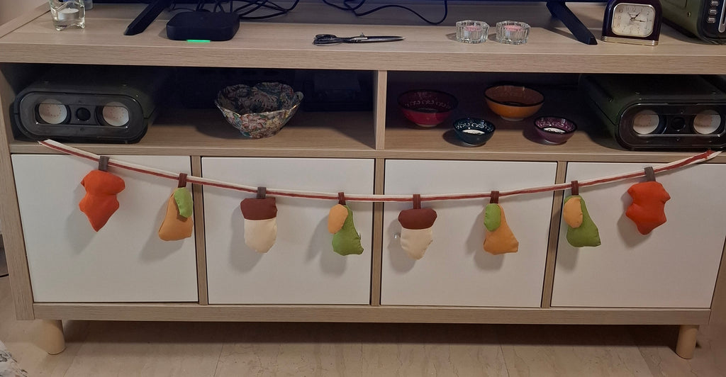 Φθινοπωρινή Γιρλάντα 2025-με Βελανίδι/Φύλλα/Αχλάδια -1.5m