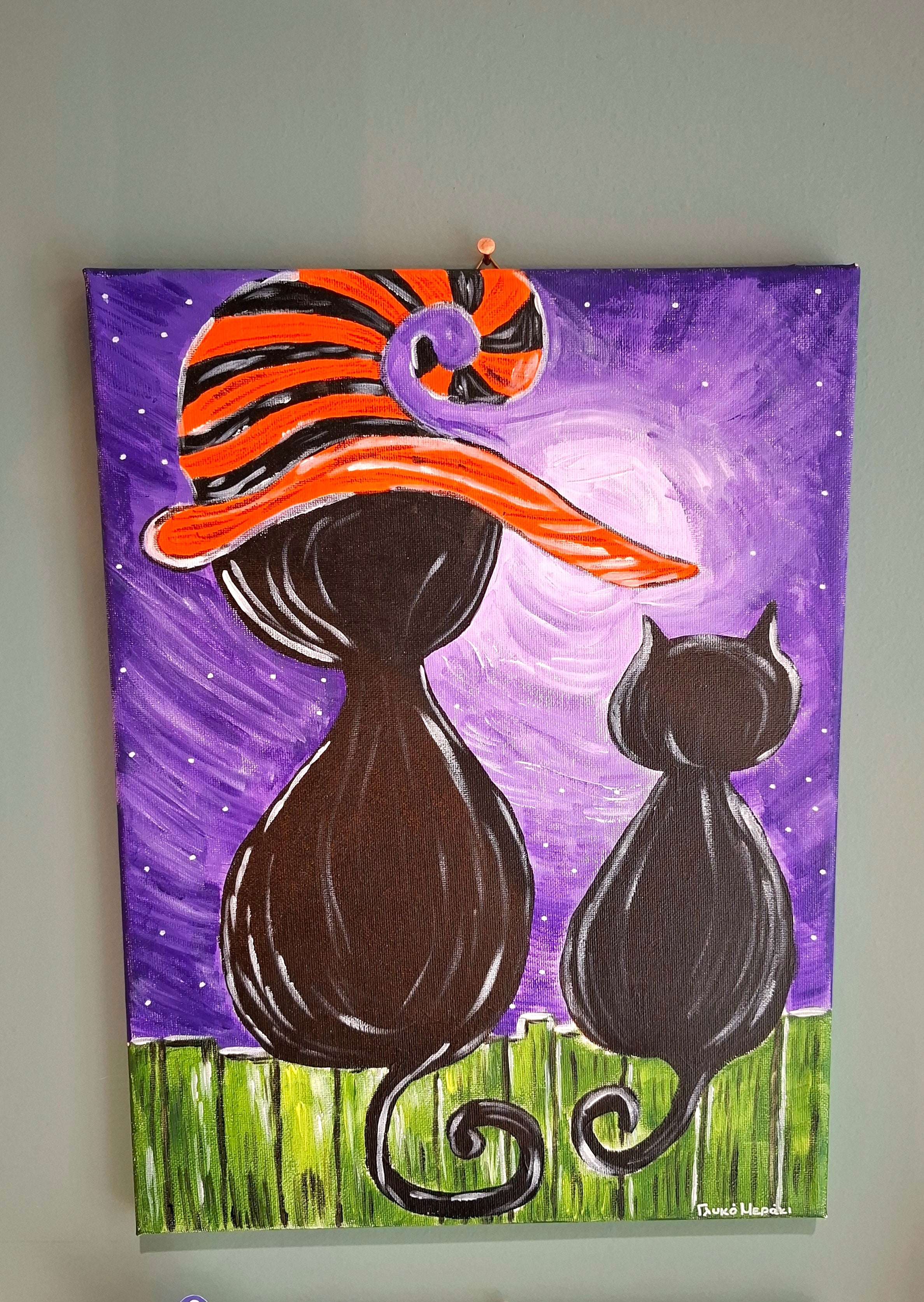 Μαγική Νύχτα με Δύο - 40x60-Χειροποίητος Πίνακας