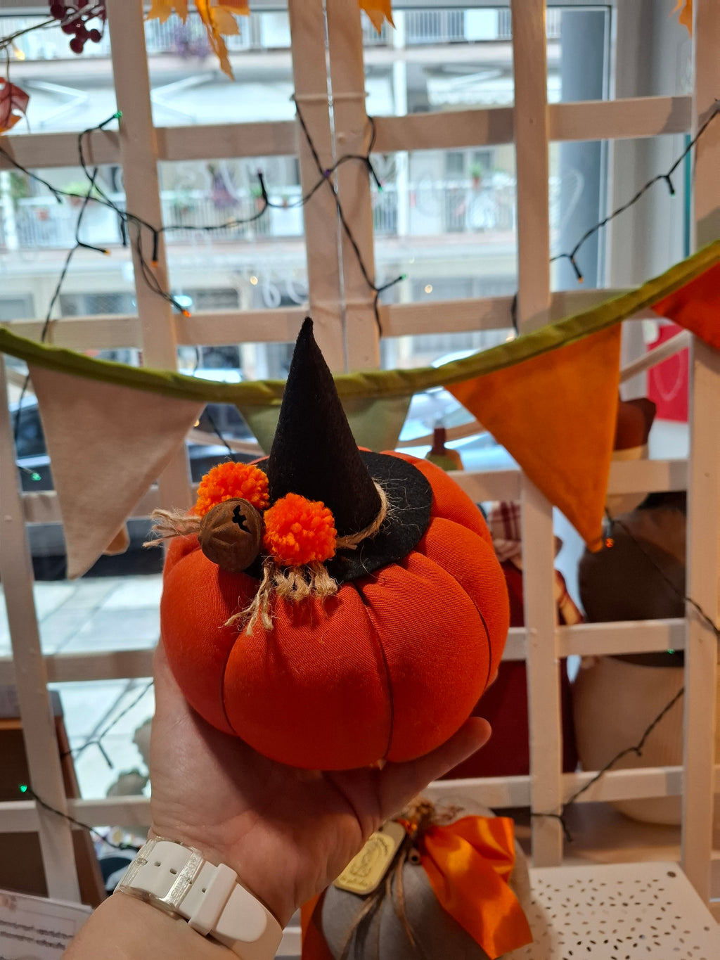 Η Κολοκύθα της Μαγισσούλας! Πορτοκαλί - Διακοσμητικό Ηalloween 18εκ